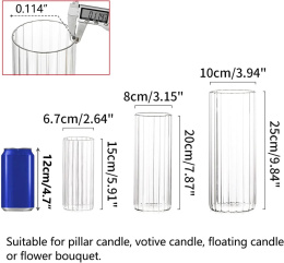 Hewory Szklany wazon cylindryczny na kwiaty 3 szt. Świecznik Hurricane na świece