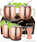 LIVEHITOP Moscow Mule Kubki 4 sztuki,Miedziany kubek i 2 słomki LIVEHITOP Moscow Mule Kubki 4 sztuki,Miedziany kubek i 2 słomki