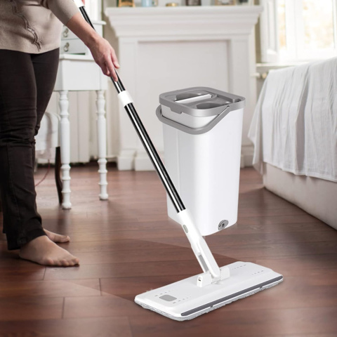 MASTERTOP Płaski mop z mikrofibry 140 cm i wiadro z 10 nakładkami MASTERTOP Płaski mop z mikrofibry 140 cm i wiadro z 10 nakładkami