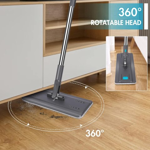 MASTERTOP Płaski mop z wiadrem, 141 cm, z 6 podkładkami z mikrofibry MASTERTOP Płaski mop z wiadrem, 141 cm, z 6 podkładkami z mikrofibry