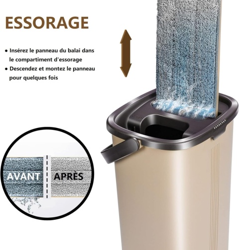 MASTERTOP Płaski mop z wiadrem, 141 cm, z 6 podkładkami z mikrofibry