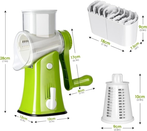 MASTERTOP Ręczna tarka do warzyw z 5 obrotowymi bębnami wielofunkcyjny