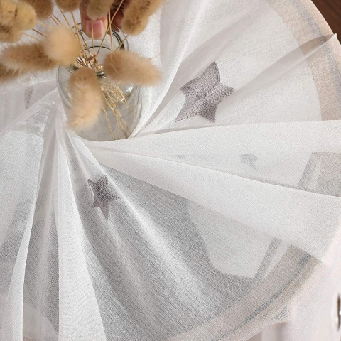 MIULEE Sheer Zasłona z woalu, z haftowanymi gwiazdkami 2 szt 140x145 cm MIULEE Sheer Zasłona z woalu, z haftowanymi gwiazdkami 2 szt 140x145 cm