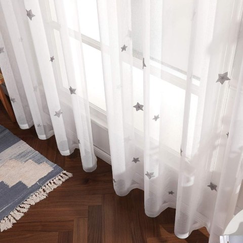 MIULEE Sheer Zasłona z woalu, z haftowanymi gwiazdkami 2 szt 140x145 cm MIULEE Sheer Zasłona z woalu, z haftowanymi gwiazdkami 2 szt 140x145 cm