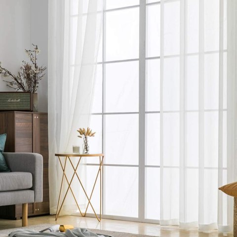 MIULEE Zestaw 2 zasłon z woalu, z oczkami, kość słoniowa, 260 x 140 cm MIULEE Zestaw 2 zasłon z woalu, z oczkami, kość słoniowa, 260 x 140 cm