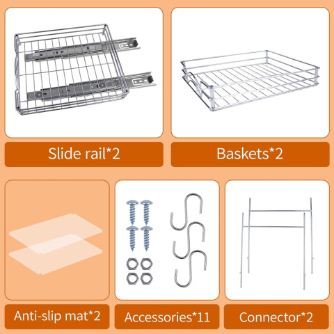 Regał na przyprawy, organizer do szafy wysuwany , cargo 2 poziomy