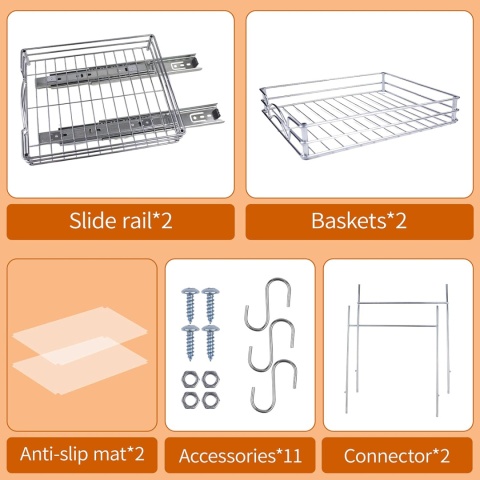 Regał na przyprawy, organizer do szafy wysuwany , cargo 2 poziomy
