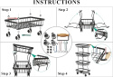 SAYZH Stojak na warzywa, 4-poziomowy, zdejmowany stojak na kółkach, Metalowy kosz