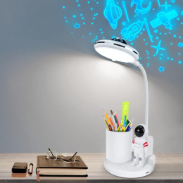 VUENICEE Lampa biurkowa dla dzieci, ściemniana LED projekcją złącze USB