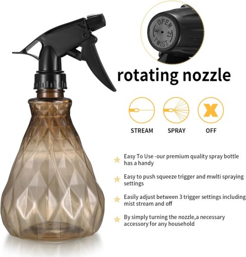Vwoqiy 2 butelki z rozpylaczem 500 ml, z regulowanym natryskiem Vwoqiy 2 butelki z rozpylaczem 500 ml, z regulowanym natryskiem
