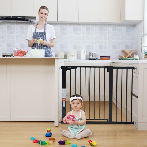 COMOMY Wysoka bramka dla dzieci 76 cm do drzwi schodów czarna