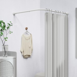Drążek do zasłony prysznicowej w kształcie litery L regulowany 68-96 cm