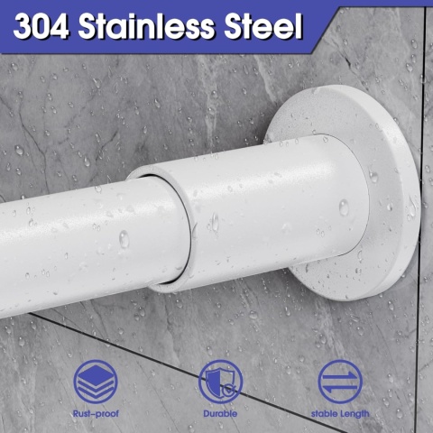 Drążek do zasłony prysznicowej w kształcie litery L regulowany 68-96 cm