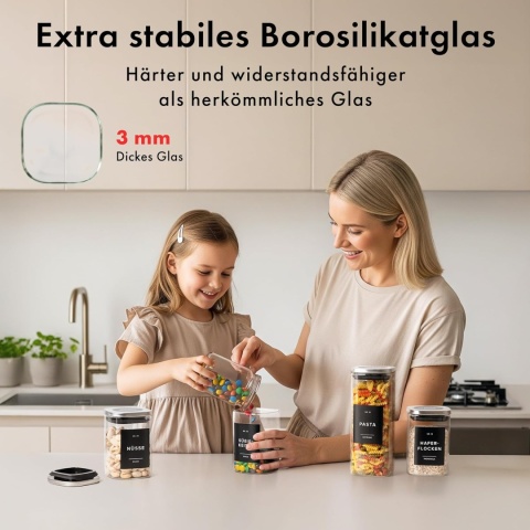 EDELHAUS SZKLANE POJEMNIKI NA PRZYPRAWY Z ETYKIETĄ 12 słoików