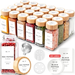 EDELHAUS Zestaw prostokątnych słoików na przyprawy, z bambusową pokrywką (24 x 120 ml)