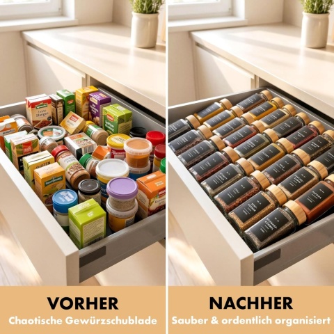 EDELHAUS SZKLANE POJEMNIKI NA PRZYPRAWY Z ETYKIETAMI 24 x 120ml