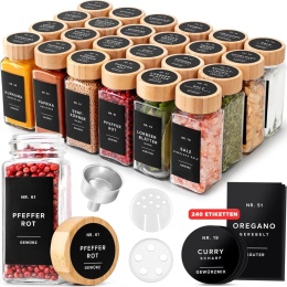 EDELHAUS Zestaw prostokątnych słoików na przyprawy, z bambusową pokrywką (24 x 120 ml)