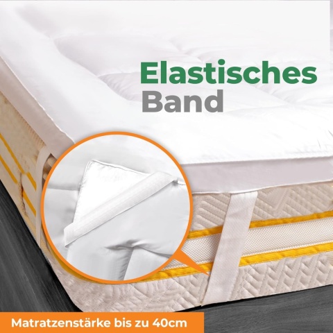 Nakładka na materac z mikrofibry 160 x 200 cm z 4 antypoślizgowymi wypustkami narożnymi