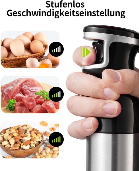 GDOR Blender ręczny 1100 W, 5 w 1, stal nierdzewna, rozdrabniacz , zestaw XL
