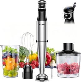 GDOR Blender ręczny 1100 W, 5 w 1, stal nierdzewna, rozdrabniacz , zestaw XL