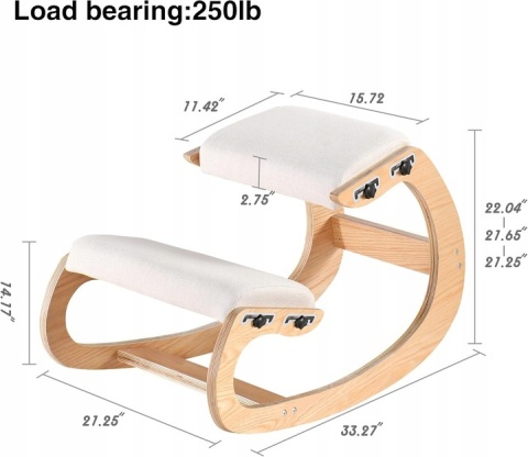 MALLVITALLY ERGONOMICZNE KRZESŁO KLĘKOSIAD BIAŁY DĄB