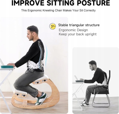 MALLVITALLY ERGONOMICZNE KRZESŁO KLĘKOSIAD BIAŁY DĄB