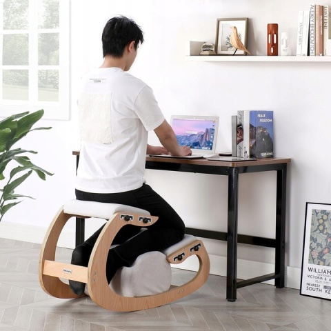 MALLVITALLY ERGONOMICZNE KRZESŁO KLĘKOSIAD BIAŁY DĄB