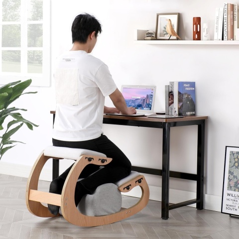MALLVITALLY ERGONOMICZNE KRZESŁO KLĘKOSIAD BIAŁY DĄB