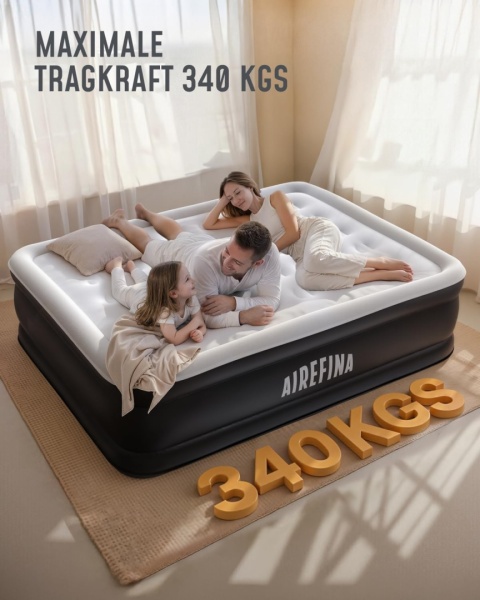 Materac dmuchany Airefina 203x152x46 cm z pompką 2 osobowy