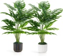 Monstera dekoracja do domu salonu, sztuczna roślina duża 71 cm 2 sztuki z doniczka