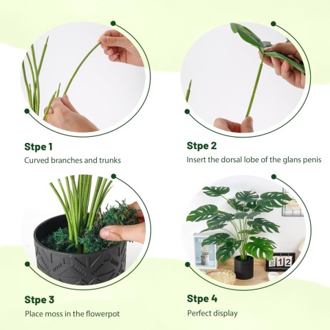 Monstera dekoracja do domu salonu, sztuczna roślina duża 71 cm 2 sztuki z doniczka