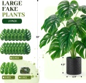 Monstera dekoracja do domu salonu, sztuczna roślina duża 71 cm 2 sztuki z doniczka