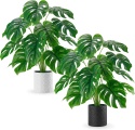 Monstera dekoracja do domu salonu, sztuczna roślina duża 71 cm 2 sztuki z doniczka