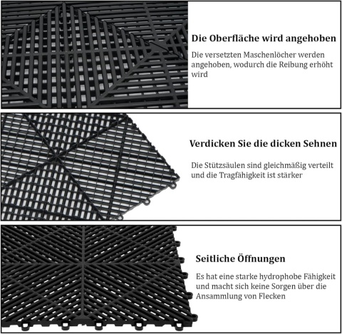 Podłoga moduł Płytki puzzle 40x40 Garaż Auto Posadzka Warsztat Czarny