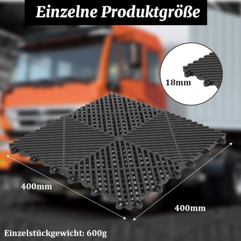 Podłoga moduł Płytki puzzle 40x40 Garaż Auto Posadzka Warsztat Czarny