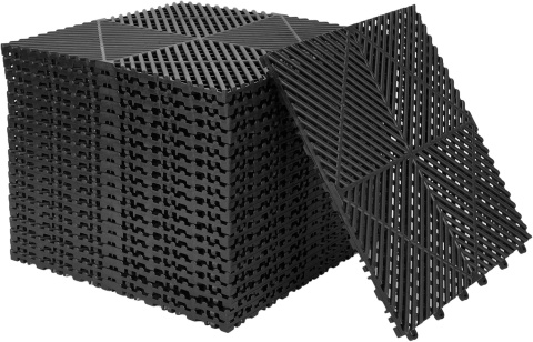 Podłoga moduł Płytki puzzle 40x40 Garaż Auto Posadzka Warsztat Czarny