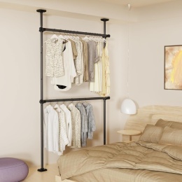 TELESKOPOWY SYSTEM DO GARDEROBY METALOWY CZARNY 75-120CM 165-300CM