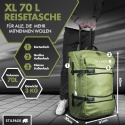 Torba podróżna na kółkach, oliwkowo-zielona, ​​70 l, wózek XXL wodoodporna