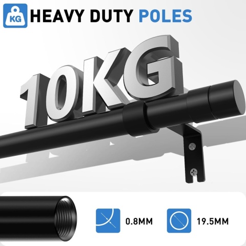 WELDUN Karnisze do okien, metalowe, rozsuwane, od 81 do 199 cm