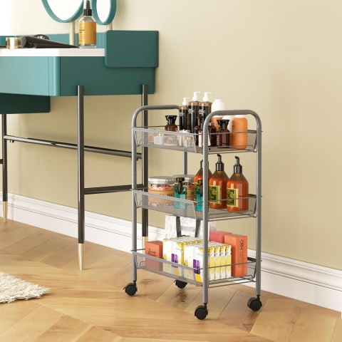 Wózek Amazon Basics 3-poziomowy antracytowy wielofunkcyjny organizer