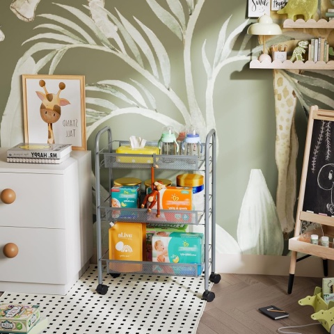 Wózek Amazon Basics 3-poziomowy antracytowy wielofunkcyjny organizer