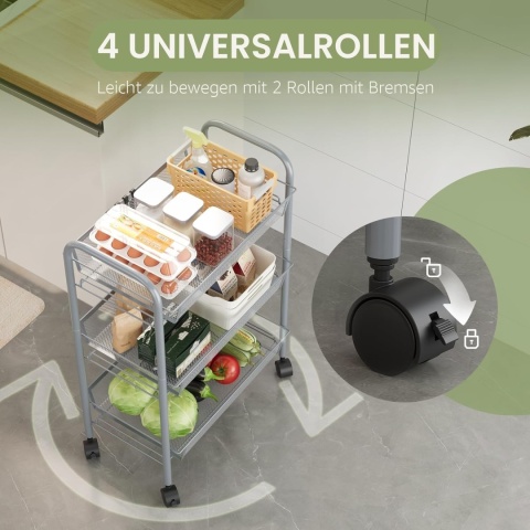 Wózek Amazon Basics 3-poziomowy antracytowy wielofunkcyjny organizer