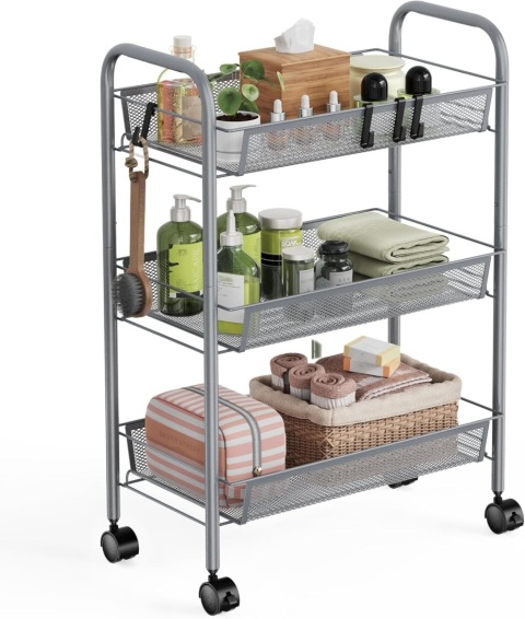 Wózek Amazon Basics 3-poziomowy antracytowy wielofunkcyjny organizer