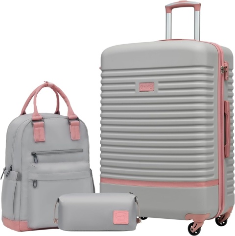 Walizka podróżna COOLIFE 60 l zestaw z plecakiem i kosmetyczka 93 L