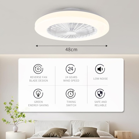 Wentylator Lampa sufitowa LED 48 cm, regulowana prędkość , 3000-5500 K