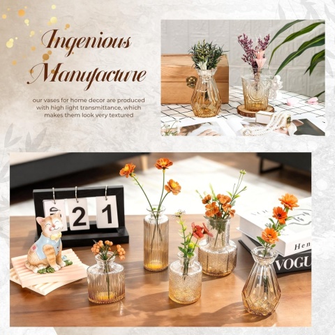 ZESTAW MINI WAZONÓW SZKLANYCH VINTAGE 12 SZT. OZDOBY DEKORACJE KWIATOWE
