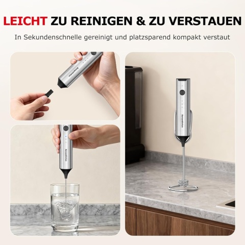 Bonsenkitchen Elektryczny spieniacz do mleka podwojny