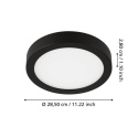 EGLO Plafon FUEVA 5 ROUND LED 20W DIM 3000K - czarny 28.5 cm