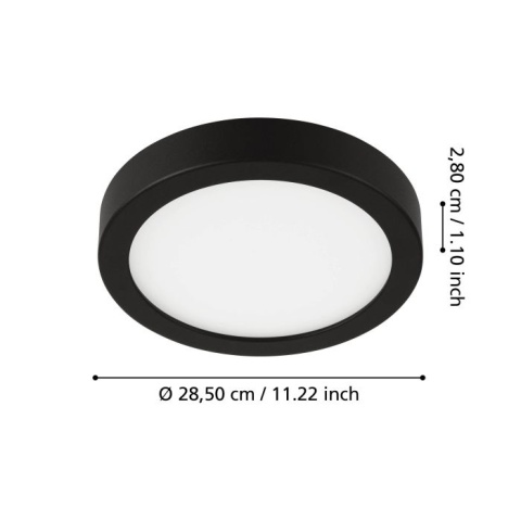 EGLO Plafon FUEVA 5 ROUND LED 20W DIM 3000K - czarny 28.5 cm