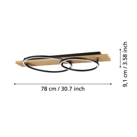 Lampa sufitowa LED Eglo BOYAL 99408 na drewnie, 40 x 78 CM